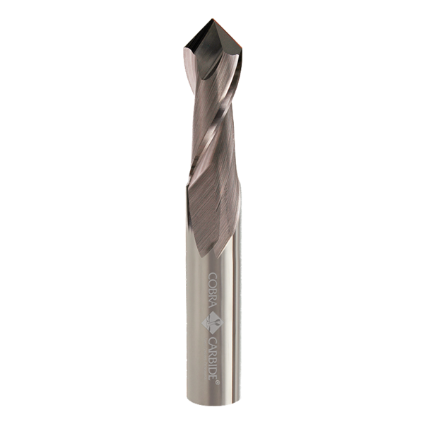 Cobra Carbide Endmill, 90 Deg Drill Point Uncoated, 1/2, Number of Flutes: 2 15448